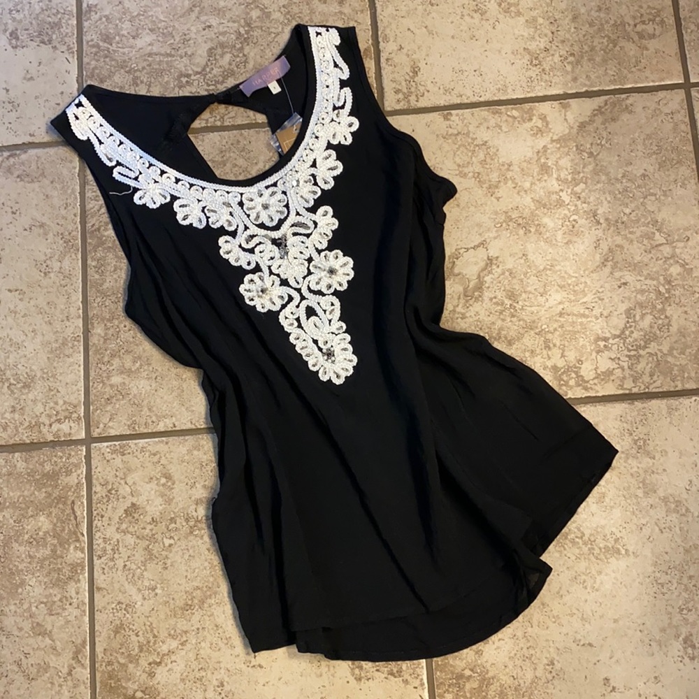Harper Embellished Black Tank
